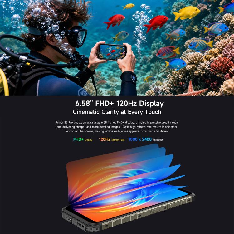Ulefone Ulefone Armor 22 Pro, eSIM, 8 GB + 128 GB, 6,58 Zoll Display, Android 15, 4G, NFC, OTG
