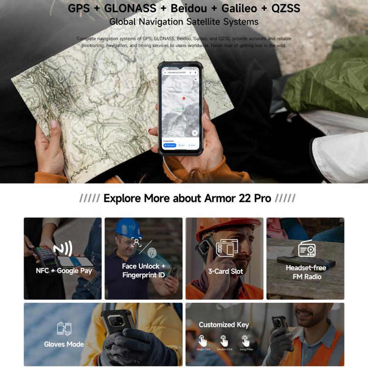 Ulefone Ulefone Armor 22 Pro, eSIM, 8 GB + 256 GB, 6,58 Zoll Display, Android 15, 4G, NFC, OTG