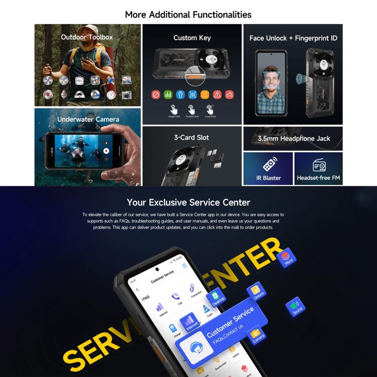Ulefone Ulefone Armor 28 Pro, 16 GB + 512 GB, Nachtsichtfunktion, 10600 mAh Akku, 6,67 Zoll + 1,04 Zoll Display, Android 15, 5G, NFC