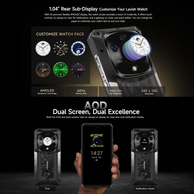 Ulefone Ulefone Armor 28 Pro, 16 GB + 512 GB, Nachtsichtfunktion, 10600 mAh Akku, 6,67 Zoll + 1,04 Zoll Display, Android 15, 5G, NFC
