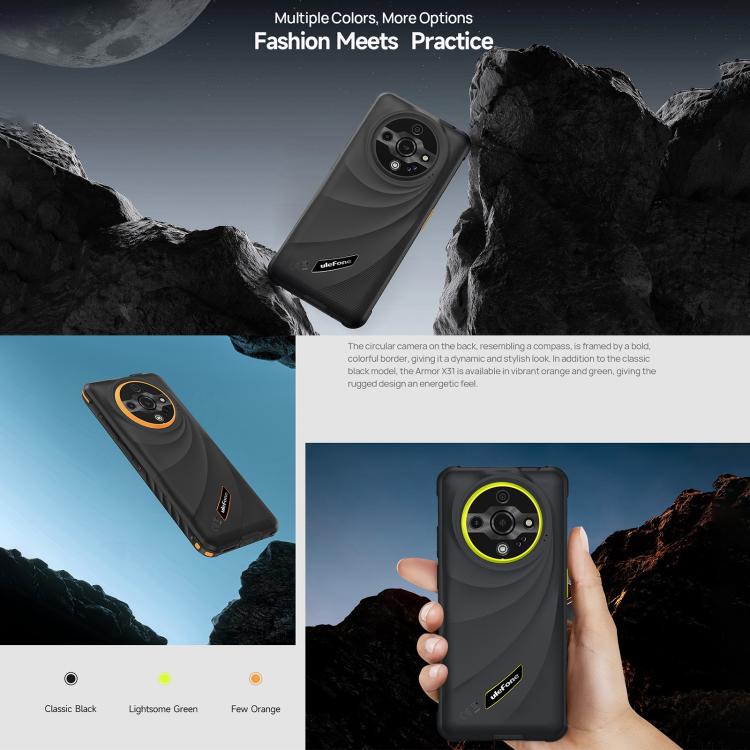 Ulefone Ulefone Armor X31, 6 GB + 128 GB, Nachtsicht, IP68/IP69K, 6,56 Zoll Android 14, 4G, NFC, OTG