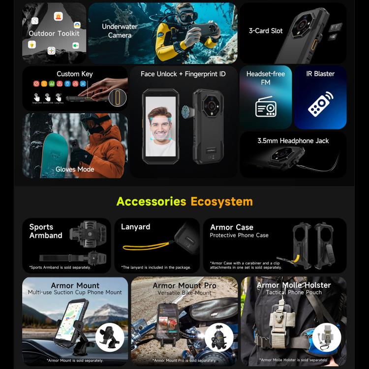 Ulefone Ulefone Armor X32, 8 GB + 256 GB, Nachtsicht, 5,65 Zoll, Android 14, 4G, NFC, OTG