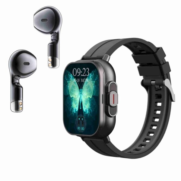 D8 2,01 Zoll 2 in 1 Bluetooth-Kopfhörer-Silikonband-Smartwatch, unterstützt Gesundheitsüberwachung / NFC, Silicone Band (Black), Silicone Band (Beige)