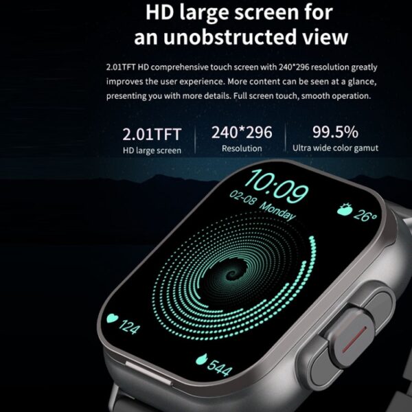 D8 2,01 Zoll 2 in 1 Bluetooth-Kopfhörer-Silikonband-Smartwatch, unterstützt Gesundheitsüberwachung / NFC, Silicone Band (Black), Silicone Band (Beige) – Bild 2