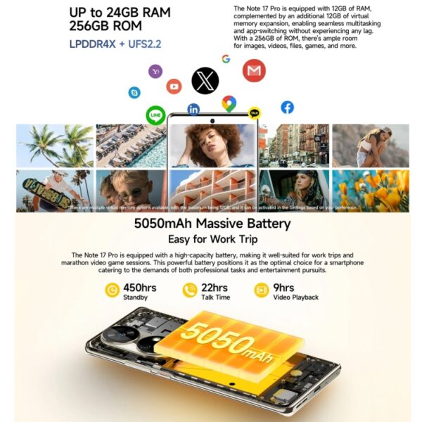 Ulefone Note 17 Pro, Bildschirm-Fingerabdruck, 6,78 Zoll Android 13 MediaTek Helio G99 MTK6789 Octa Core, NFC, Netzwerk: 4G, 12GB+256GB – Bild 12