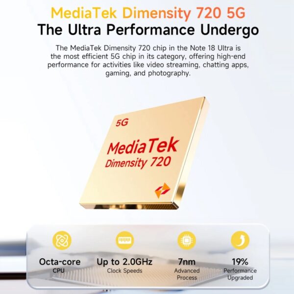 Ulefone Note 18 Ultra, seitlicher Fingerabdruck, 6,78 Zoll Android 13 MediaTek Dimensity 720 5G MT6853 Octa Core 2,0 GHz, NFC, Netzwerk: 5G, 6GB+256GB – Bild 11