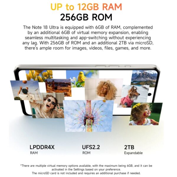 Ulefone Note 18 Ultra, seitlicher Fingerabdruck, 6,78 Zoll Android 13 MediaTek Dimensity 720 5G MT6853 Octa Core 2,0 GHz, NFC, Netzwerk: 5G, 6GB+256GB – Bild 12