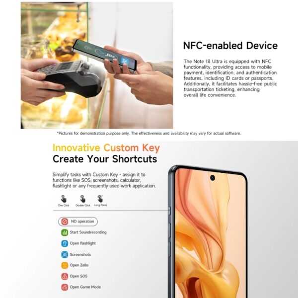Ulefone Note 18 Ultra, seitlicher Fingerabdruck, 6,78 Zoll Android 13 MediaTek Dimensity 720 5G MT6853 Octa Core 2,0 GHz, NFC, Netzwerk: 5G, 6GB+256GB – Bild 14