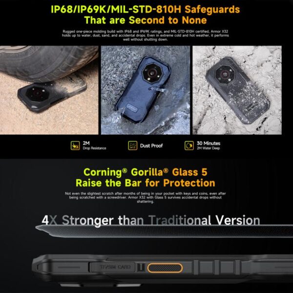 Ulefone Armor X32 Rugged Phone, 8GB+256GB, Night Vision, 5.65 inch Android 14 MediaTek Helio G91 Octa Core, Network: 4G, NFC, OTG – Bild 4