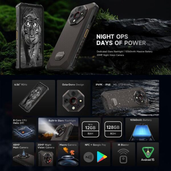 Ulefone Armor X16, 6GB+128GB, Night Vision, IP68/IP69K, 6.56" Android 15 MediaTek Helio G91 Octa Core,4G, NFC, OTG – Bild 2