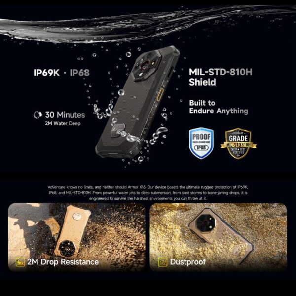 Ulefone Armor X16, 6GB+128GB, Night Vision, IP68/IP69K, 6.56" Android 15 MediaTek Helio G91 Octa Core,4G, NFC, OTG – Bild 7