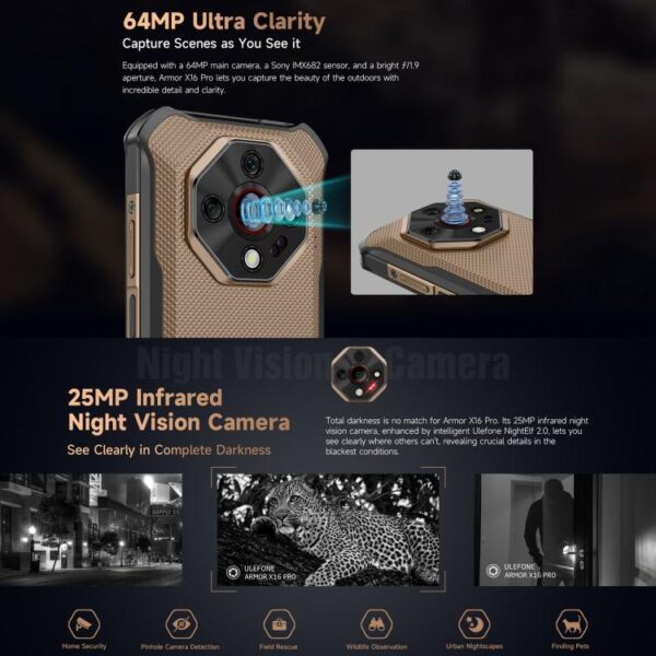 Ulefone Armor X16 Pro, 5GB+256GB, Night Vision, IP68/IP69K, 6.56" Android 15 MediaTek Dimensity 6300 Octa Core,5G, NFC, OTG – Bild 5