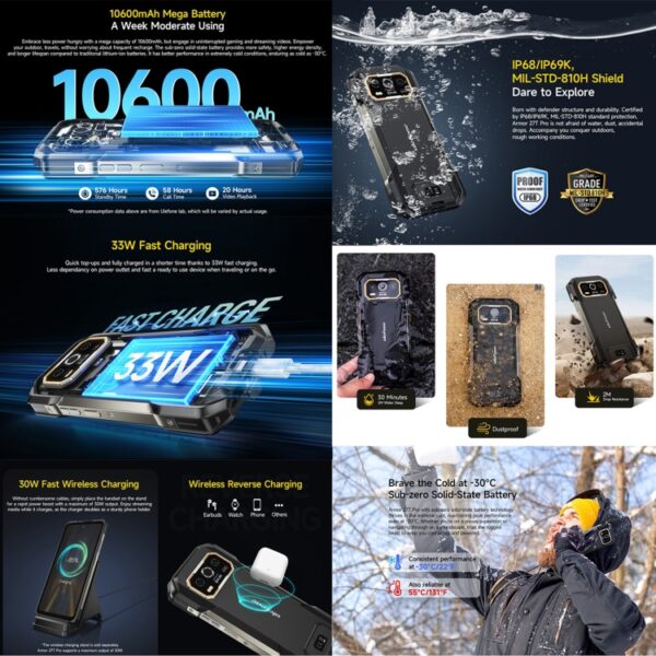 Ulefone Armor 27T Pro Wärmebildgebung, 12 GB + 256 GB, Nachtsicht, 10600 mAh, 6,78 Zoll Android 14, 5G – Bild 7