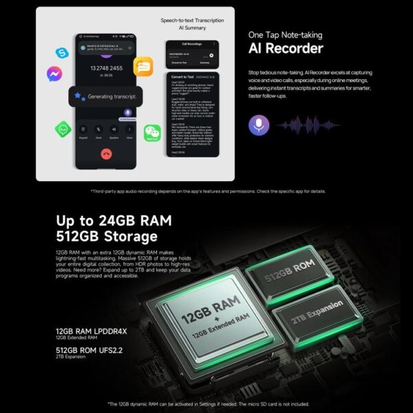 Ulefone Armor 33 Rugged Phone, 12GB+512GB, 6.95 inch Android 15 MediaTek Helio G100 Octa Core, Network: 4G, OTG, NFC, LED Light – Bild 20