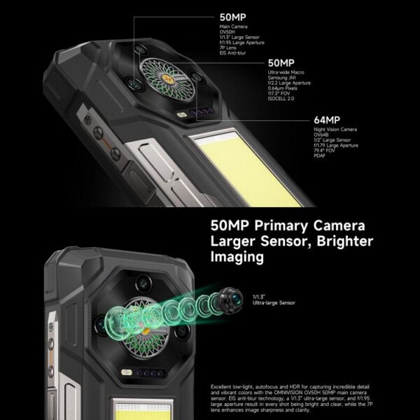 Ulefone Armor 33 Rugged Phone, 12GB+512GB, 6.95 inch Android 15 MediaTek Helio G100 Octa Core, Network: 4G, OTG, NFC, LED Light – Bild 9