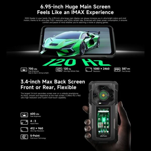 Ulefone Armor 33 Pro 16GB+512GB, Night Vision, 6.95 inch + 3.4 inch Dual Screen – Bild 6