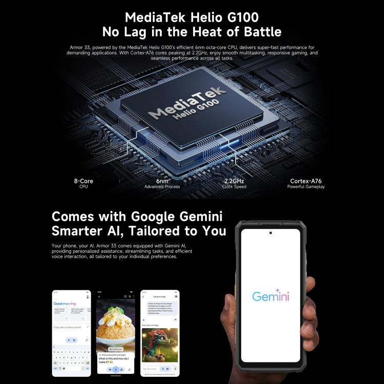 Ulefone Armor 33 Rugged Phone, 12GB+512GB, 6.95 inch Android 15 MediaTek Helio G100 Octa Core, Network: 4G, OTG, NFC, LED Light, Armor 33 – Bild 19