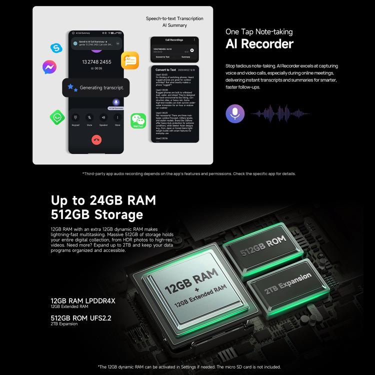 Ulefone Armor 33 Rugged Phone, 12GB+512GB, 6.95 inch Android 15 MediaTek Helio G100 Octa Core, Network: 4G, OTG, NFC, LED Light, Armor 33 – Bild 20