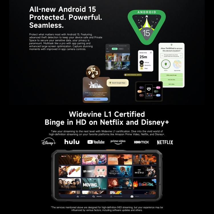 Ulefone Armor 33 Rugged Phone, 12GB+512GB, 6.95 inch Android 15 MediaTek Helio G100 Octa Core, Network: 4G, OTG, NFC, LED Light, Armor 33 – Bild 21