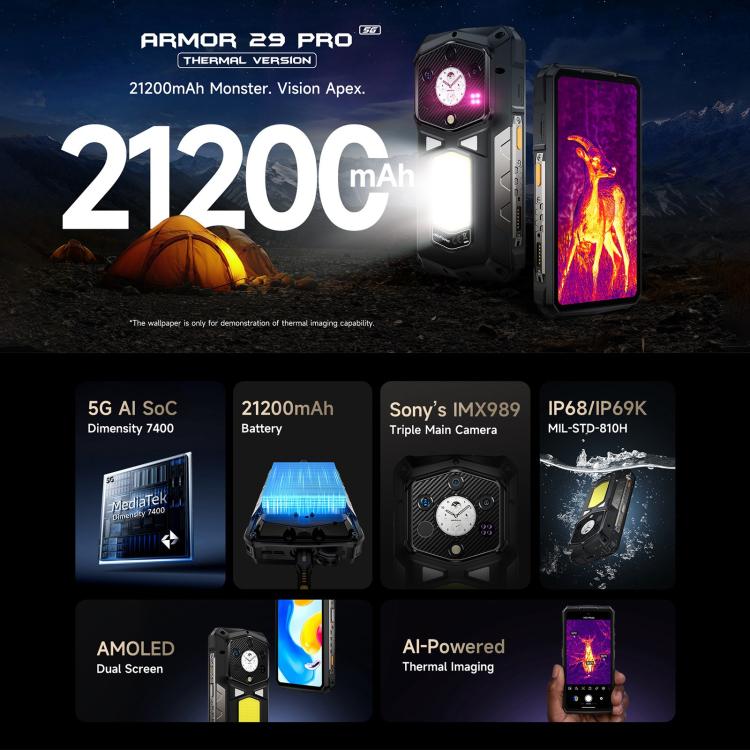 Ulefone Armor 29 Pro Thermal Version – 16 GB + 512 GB, Nachtsicht, 6,67 Zoll + 1,04 Zoll Display, Android 15 – Bild 3