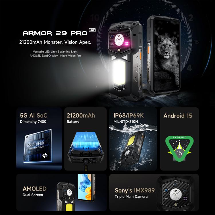 Ulefone Armor 29 Pro – 16 GB + 512 GB, Nachtsichtfunktion, 6,67 Zoll + 1,04 Zoll Display, Android 15 – Bild 4